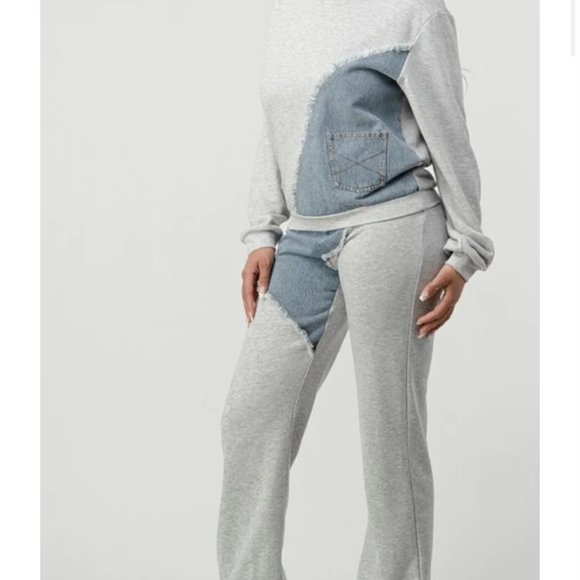 Denim Insert Sweatsuit - Picture 6 of 11